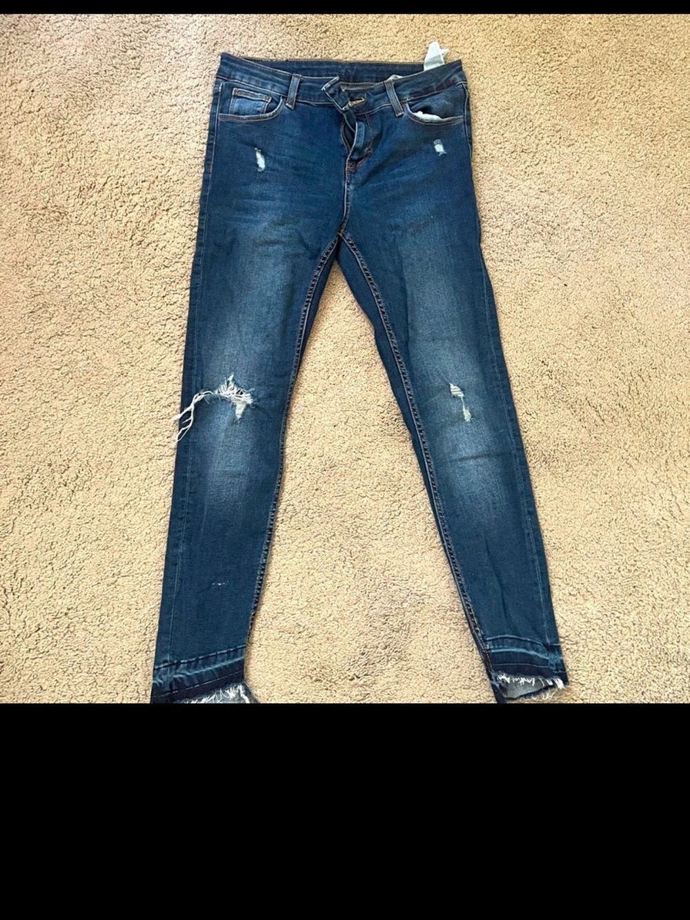 Zara Dark Blue Distressed Skinny Jeans